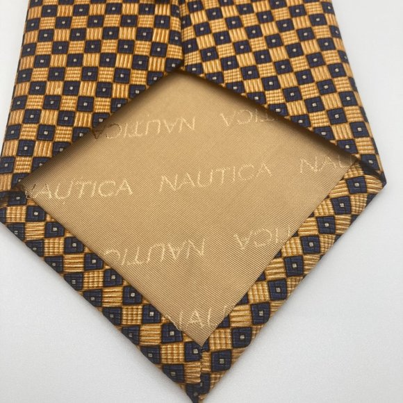 NAUTICA Checkered Mustard Blue Tie - Picture 5 of 5